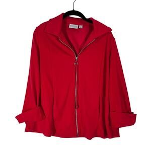 Graver Susan Graver Red Zip Up Blazer Jacket with Cuffed Sleeves Size XS